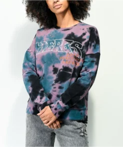 Petals By Petals And Peacocks Herbs Blue & Purple Tie Dye Crewneck Sweatshirt