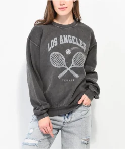 Philcos LA Tennis Black Wash Crewneck Sweatshirt