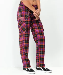 SWIXXZ Electric Chrome Red & Purple Plaid Pants -Swimwear Store SWIXXZ Electric Chrome Red Purple Plaid Pants 351092 alt1 US