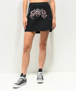 SWIXXZ Rustic Metal Black Cargo Skirt