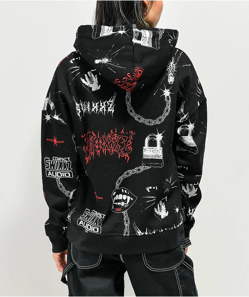 SWIXXZ Trouble Reactive Black Hoodie 2 SWIXXZ Trouble Reactive Black Hoodie - Image 2