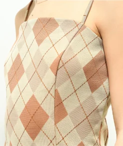 Spicychix Tan & Brown Argyle Plaid Mini Dress 8 Spicychix Tan & Brown Argyle Plaid Mini Dress -Swimwear Store Spicychix Tan Brown Argyle Plaid Mini Dress 358877 alt2 US
