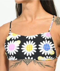Trillium Lizzie Daisy Black Bandeau Bikini Top -Swimwear Store Trillium Lizzie Daisy Black Bandeau Bikini Top 353123 alt1 US