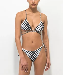 Trillium Raven Black & White Checkered Triangle Bikini Top 7 Trillium Raven Black & White Checkered Triangle Bikini Top -Swimwear Store Trillium Raven Black White Checkered Triangle Bikini Top 353121 alt2 US