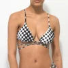 Trillium Raven Black & White Checkered Triangle Bikini Top