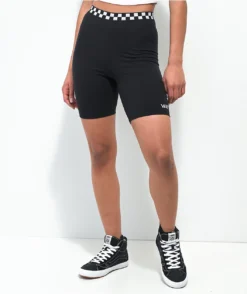 Vans Checkered Black Bike Shorts -Swimwear Store Vans Checkered Black Bike Shorts 352371 front US