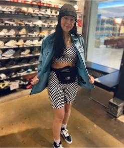 Vans Flying V Black & White Checkered Sports Bra -Swimwear Store Vans Flying V Black White Checkered Sports Bra 352365 alt3 US