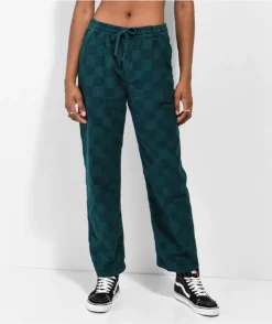 Vans Range Cord Check Green Elastic Waist Pants