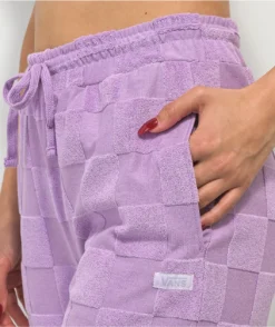 Vans Teri Lavender Checkered Terry Cloth Pants -Swimwear Store Vans Teri Lavender Checkered Terry Cloth Pants 353277 alt2 US