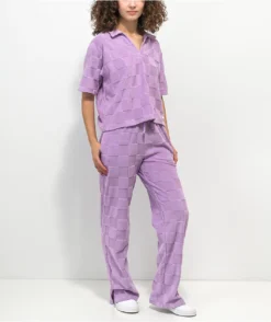 Vans Teri Lavender Checkered Terry Cloth Pants -Swimwear Store Vans Teri Lavender Checkered Terry Cloth Pants 353277 alt4 US
