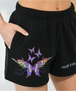 Vitriol Jada Butterfly Black Sweat Shorts -Swimwear Store Vitriol Jada Butterfly Black Sweat Shorts 356572 alt2 US