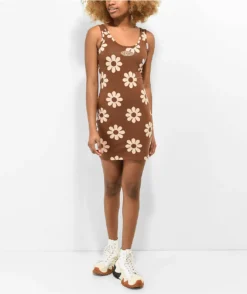 Your Highness Hazy Daisy Brown Tank Dress -Swimwear Store Your Highness Hazy Daisy Brown Tank Dress 365268 alt5 US