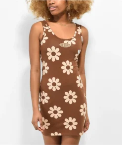 Your Highness Hazy Daisy Brown Tank Dress