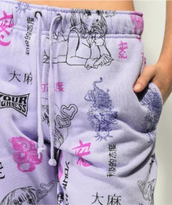 Your Highness Puff Puff AOP Purple Sweatpants -Swimwear Store Your Highness Puff Puff AOP Purple Sweatpants 353398 alt2 US