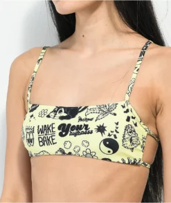 Your Highness Scribble Yellow Bandeau Bikini Top -Swimwear Store Your Highness Scribble Yellow Bandeau Bikini Top 353154 alt1 US