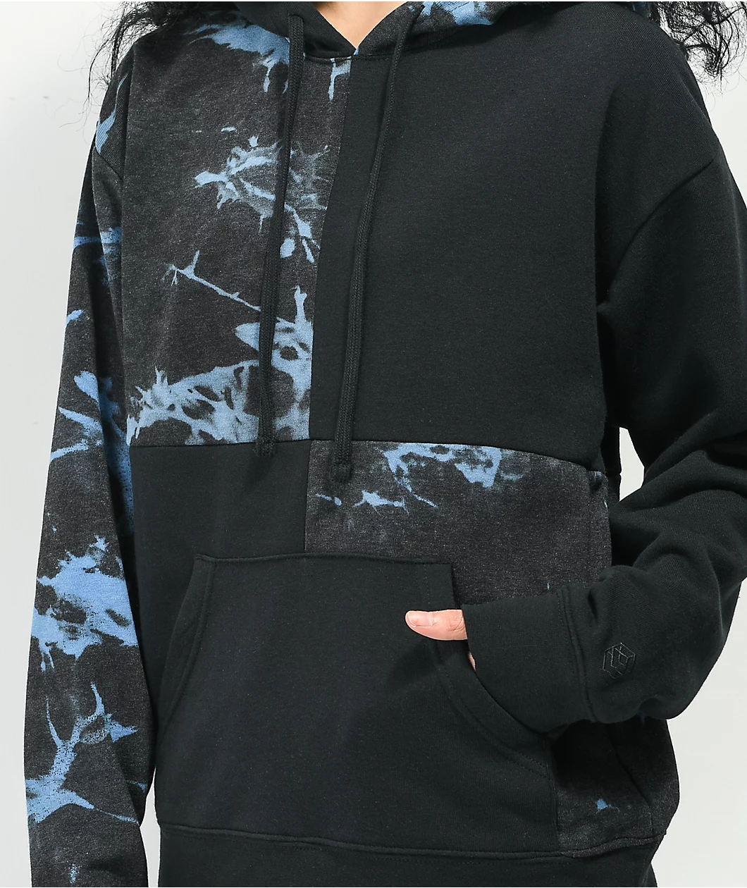 Zine Dani Patch Black & Blue Tie Dye Hoodie 3 Zine Dani Patch Black & Blue Tie Dye Hoodie - Image 3