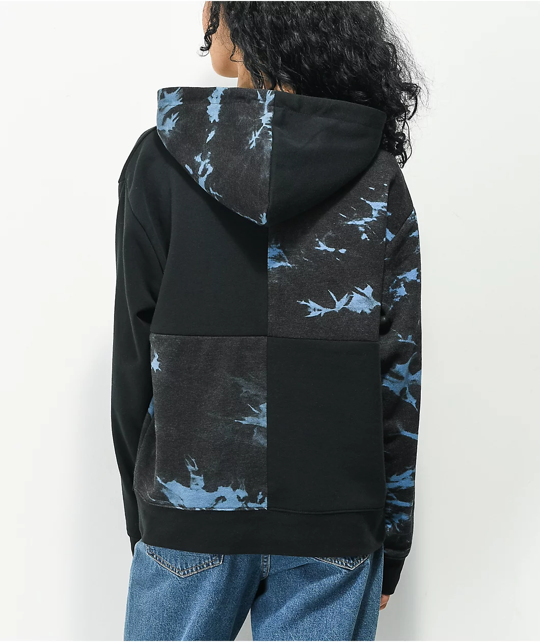 Zine Dani Patch Black & Blue Tie Dye Hoodie 2 Zine Dani Patch Black & Blue Tie Dye Hoodie - Image 2