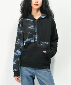 Zine Dani Patch Black & Blue Tie Dye Hoodie