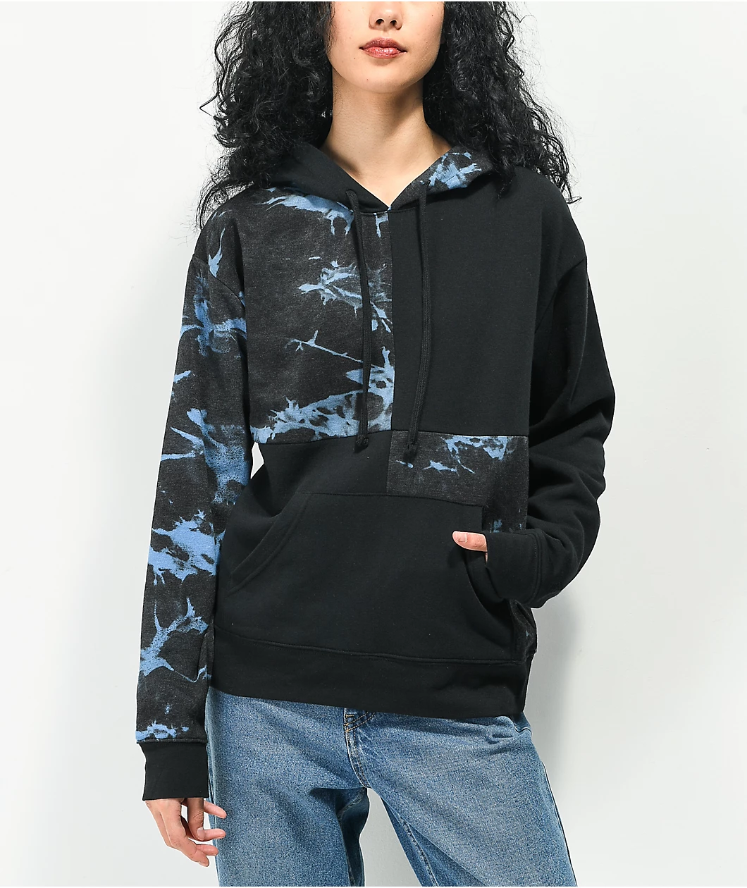 Zine Dani Patch Black & Blue Tie Dye Hoodie 1 Zine Dani Patch Black & Blue Tie Dye Hoodie
